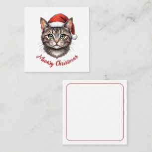 Cartão De Notas Gato de Natal Fofo Personalizado com Chapéu de Pap