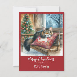 Cartão De Notas Gato de Natal Personalizado de Férias