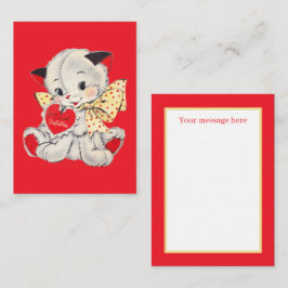 Cartão De Notas gato do dia dos namorados retrô vintage adicionar