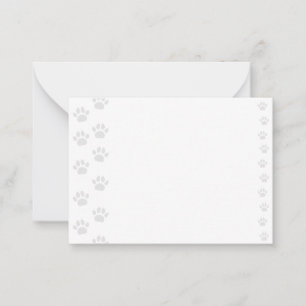 Cartão De Notas Gato Fofo e Impressões de Pata de Animal de Estima