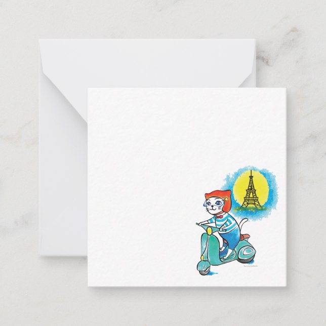 Cartão De Notas Gato na bicicleta em Paris (Frente)