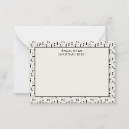 Cartão De Notas Gato Personalizável de Papel de Carta Preto e Chic