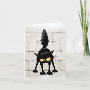 Cartão De Notas Gato Preto de Desenho Animado Engraçado e Feroz