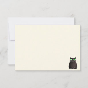 Cartão De Notas Gato Preto Fofo Cobertor Creme Branco