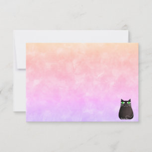 Cartão De Notas Gato Preto Fofo Colorido Aquarela Personalizado Br