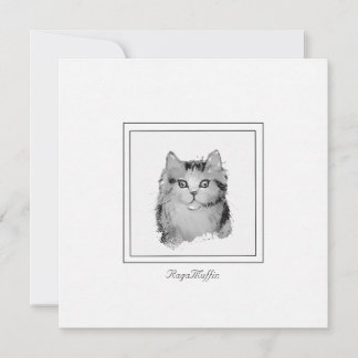 Cartão De Notas Gato RagaMuffin Personalizado Desenho em um Plano