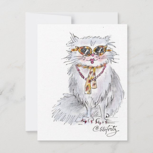 Cartão De Notas Gato vestido para a festa (Frente)
