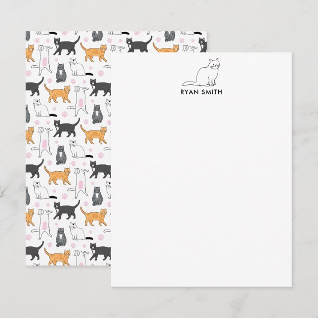 Cartão De Notas Gatos Cons (Frente/Verso)