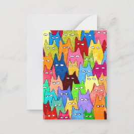 Cartão De Notas Gatos de Desenho Animado Engraçados Desenho a Lápi
