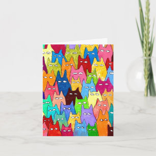 Cartão De Notas Gatos de Desenho Animado Engraçados Desenho a Lápi