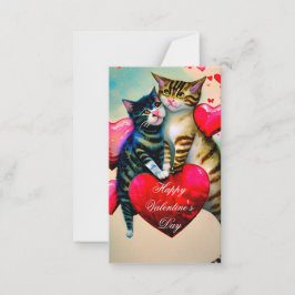 Cartão De Notas Gatos e corações valentine kids