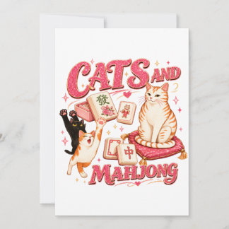 Cartão De Notas Gatos e Mahjong