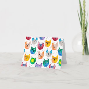 Cartão De Notas Gatos em aquarela e amigos