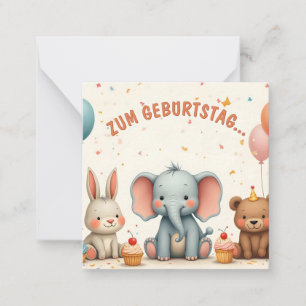 Cartão De Notas Geburtstagsfreude mit tierischen Freunden
