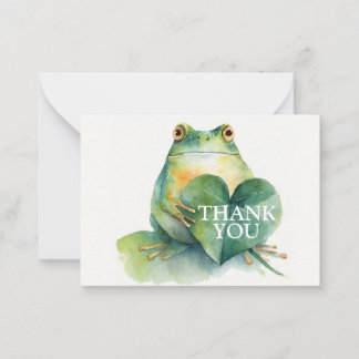 Cartão De Notas Gentle Frog with a Heart Shaped Leaf Thank You