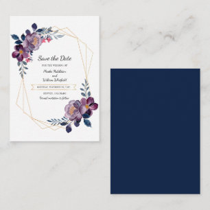 Cartão De Notas Geometria Floral Roxo-Cuja Dobra Guarda a Data