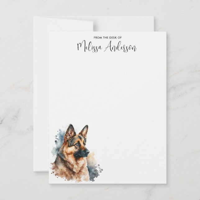 Cartão De Notas German shepherd Cachorro Moderno Personalizado (Frente)