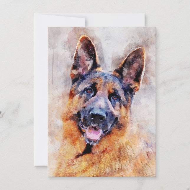 Cartão De Notas German shepherd Cachorro Portátil Aquarela 01 (Frente)