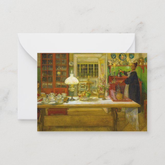 Cartão De Notas Getting Ready for a Game, 1901 by Carl Larsson (Frente)