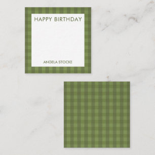 Cartão De Notas Gingham Verde Personalizado