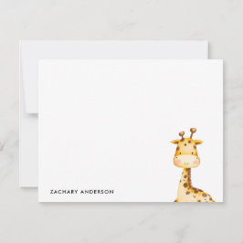 Cartão De Notas Girafa Bebê Fofo Minimalista Personalizado Infanti