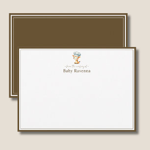 Cartão De Notas Girafa Fofa Cacau Bege Berço de Bebê Recém-Nascido
