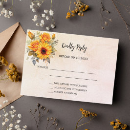 Cartão De Notas Girassóis floral outono casamento rústico RSVP