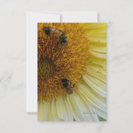 Cartão De Notas Girassol e abelhas amarelo claro