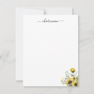 Cartão De Notas Girassol Minimalista Simples