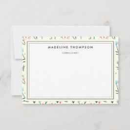 Cartão De Notas Girly Chic Pastel Pink Blue Flowers Pattern