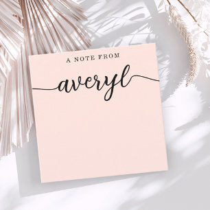 Cartão De Notas Girly Monograma - Caligrafia Blush - Carta Rosa