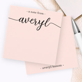 Cartão De Notas Girly Monograma - Caligrafia Blush - Carta Rosa