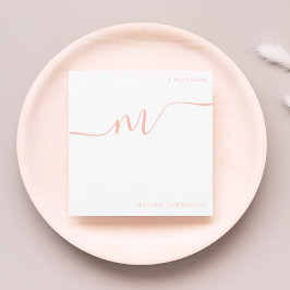 Cartão De Notas Girly Monograma Calliografia Coral — Papel de Cart