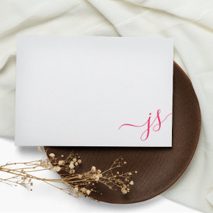 Cartão De Notas Girly Monogramed Calliografia Brilhante Rosa