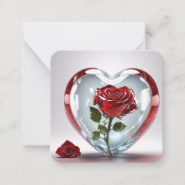 Cartão De Notas Glasherz mit Rosen-Karte / Glass heart with roses 