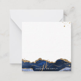 Cartão De Notas Glitter Dourado do Monograma Elegante de Agato Azu