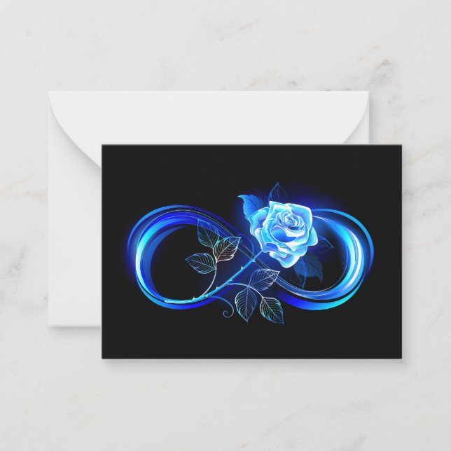 Cartão De Notas Glowing infinity with blue rose (Frente)