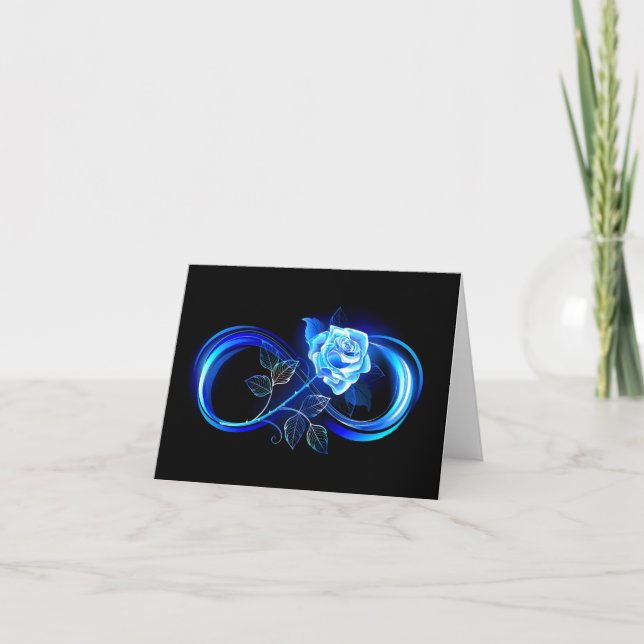 Cartão De Notas Glowing infinity with blue rose (Frente)