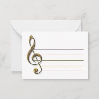 Cartão De Notas Gold Treble Clef Blank Notecard
