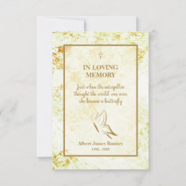 Cartão De Notas Golden Funeral Butterfly Motivational Quote
