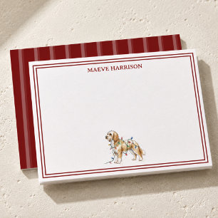 Cartão De Notas Goldendoodle Natal de Listra Burgundy Elegante