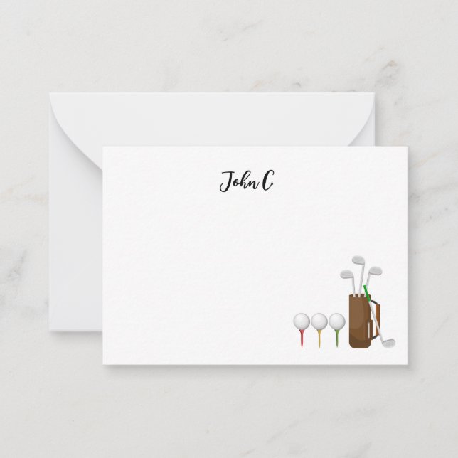 Cartão De Notas Golfe com nome Bolsa de Golfe do clube de golfe do (Frente)