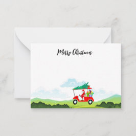 Cartão De Notas Golfe com Nome Feliz Natal Papai Noel Nota Ca