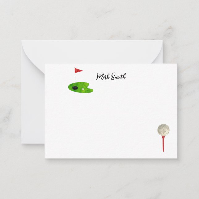 Cartão De Notas Golfe com nome para golfista (Frente)