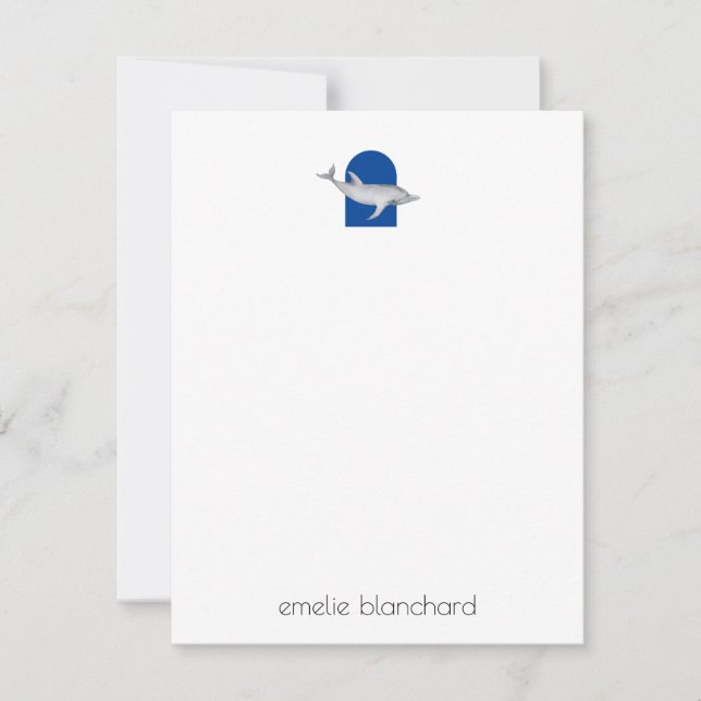 Cartão De Notas Golfinho Simples Personalizado (Frente)
