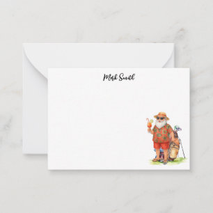 Cartão De Notas Golfista Papai Noel para o Natal