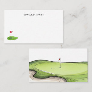 Cartão De Notas Golfistas de bandeira de aquarela e putting green