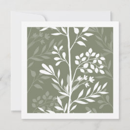 Cartão De Notas Graceful Floral Silhouette Olive Sage Minimal