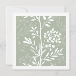 Cartão De Notas Graceful Floral Silhouette Sage Green Minimal