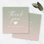 Cartão De Notas Gradiente Verde e Casamento Rosa Obrigado<br><div class="desc">Casamento Verde E Rosa Gradiente, Obrigado Cartões. Este casamento moderno ou qualquer design de Cartões de agradecimentos de evento é bonito com uma cor suave e fraca Fundo e fontes de script de caligrafia de assinatura de tendências. Adicione seu texto personalizado ao verso. Mostrada na nova Paleta de Cores de...</div>
